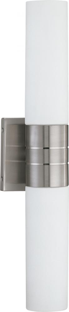 Link - 2 Light Wall Sconce with White Glass - Brushed Nickel Finish