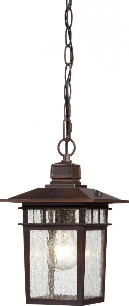 Cove Neck - 1 Light 12" Hanging Lantern with Clear Seed Glass - Rustic Bronze Finish