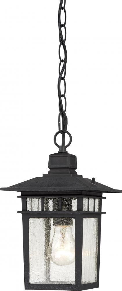 Cove Neck - 1 Light 12" Hanging Lantern with Clear Seed Glass - Textured Black Finish