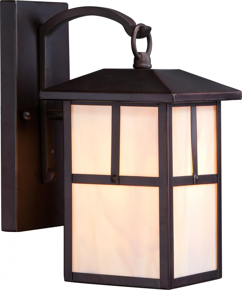 Tanner - 1 Light - 6" Wall Lantern with Honey Stained Glass - Claret Bronze Finish