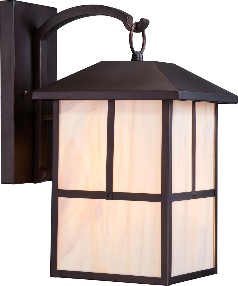Tanner - 1 Light - 10" Wall Lantern with Honey Stained Glass - Claret Bronze Finish