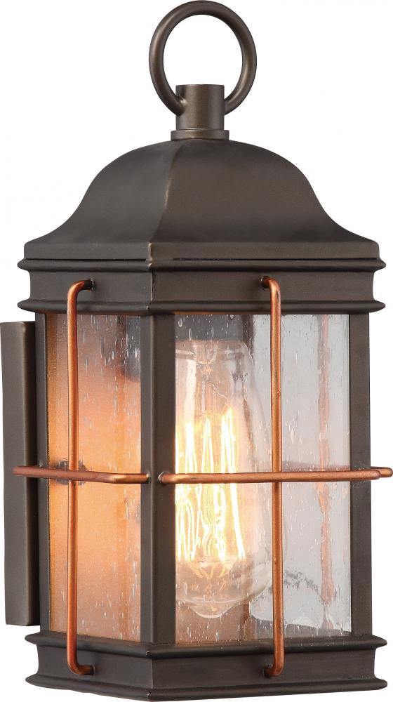 Howell - 1 Light Small Wall Lantern with Clear Seeded Glass - Bronze Finish Wall Lantern with Copper