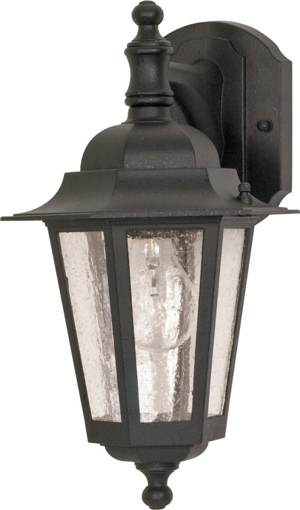 Cornerstone - 1 Light 13" - Wall Lantern Arm Down with Clear Seeded Glass - Textured Black