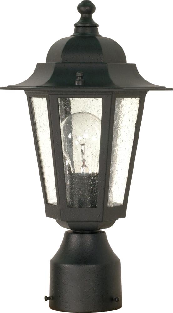 Cornerstone - 1 Light 14" Post Lantern with Clear Seeded Glass - Textured Black Finish