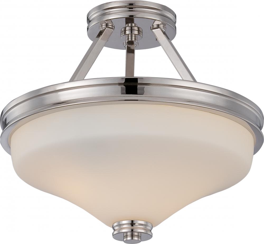 Cody - 2 Light Semi Flush with Satin White Glass - LED Omni Included