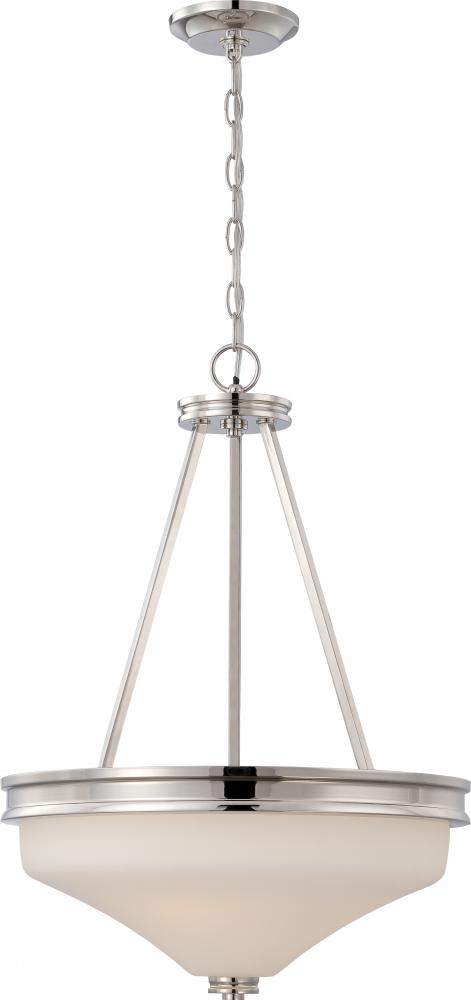 Cody - 3 Light Pendant with Satin White Glass - LED Omni Included