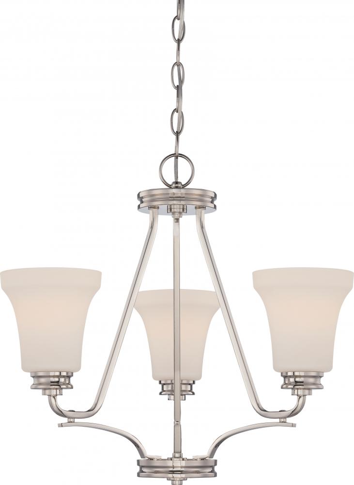 Cody - 3 Light Chandelier with Satin White Glass - LED Omni Included