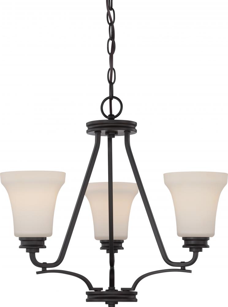 Cody - 3 Light Chandelier with Satin White Glass - LED Omni Included