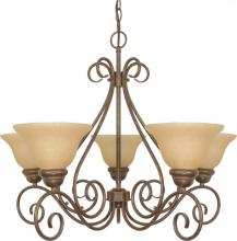 Nuvo 60/1023 - Castillo - 5 Light Chandelier with Champagne Linen Washed Glass - Sonoma Bronze Finish