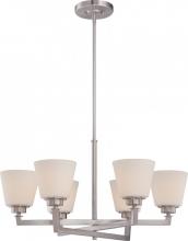 Nuvo 60/5456 - Mobili - 6 Light Chandelier with Satin White Glass - Brushed Nickel Finish