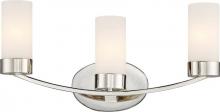 Nuvo 60/6223 - Denver - 3 Light Vanity with Satin White Glass - Polished Nickel Finish