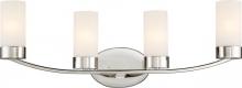 Nuvo 60/6224 - Denver - 4 Light Vanity with Satin White Glass - Polished Nickel Finish