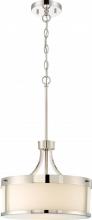 Nuvo 60/6227 - Denver - 2 Light Pendant with Satin White Glass - Polished Nickel Finish