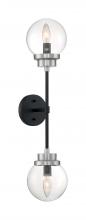 Nuvo 60/7132 - Axis - 2 Light Sconce with Clear Glass - Matte Black and Brushed Nickel Accents Finish