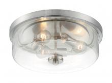 Nuvo 60/7169 - Sommerset - 3 Light Flush Mount with Clear Glass - Brushed Nickel Finish