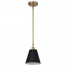 Nuvo 60/7408 - Dover; 1 Light; Small Pendant; Black with Vintage Brass
