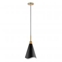 Nuvo 60/7470 - Tango; 1 Light; Small Pendant; Matte Black with Burnished Brass