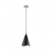 Nuvo 60/7472 - Tango; 1 Light; Small Pendant; Matte Black with Polished Nickel