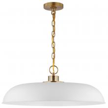Nuvo 60/7486 - Colony; 1 Light; Large Pendant; Matte White with Burnished Brass