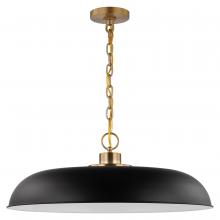 Nuvo 60/7487 - Colony; 1 Light; Large Pendant; Matte Black with Burnished Brass
