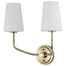 Nuvo 60/7882 - Cordello 2 Light Sconce; Vintage Brass Finish; Etched White Opal Glass