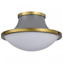 Nuvo 60/7916 - Lafayette 3 Light Flush Mount Fixture; 18 Inches; Gray Finish with Natural Brass Accents and White