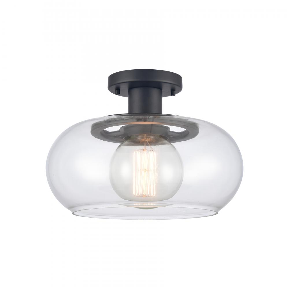 Clement 13'' Wide 1-Light Semi Flush Mount - Matte Black