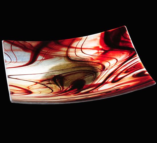 14"Sq Metro Cabernet Swirl Glass Plate