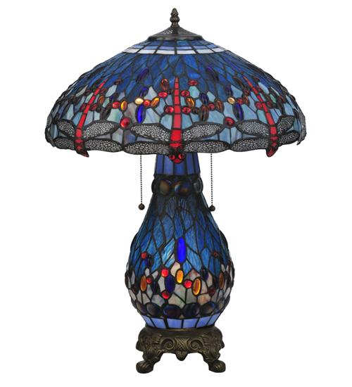 25" High Tiffany Hanginghead Dragonfly Table Lamp