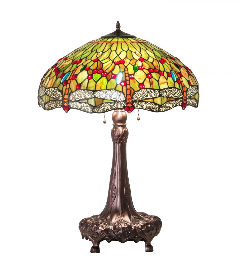 31" High Tiffany Hanginghead Dragonfly Table Lamp