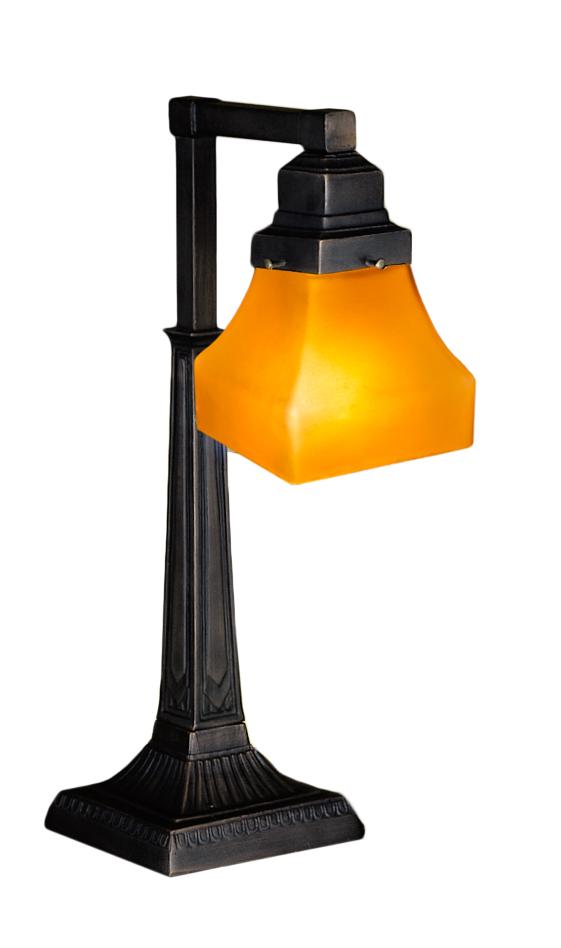 20" High Bungalow Frosted Amber Desk Lamp