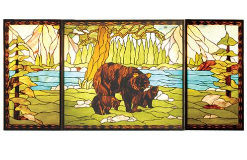 69.875"W X 32.375"H Bear Creek Stained Glass Window