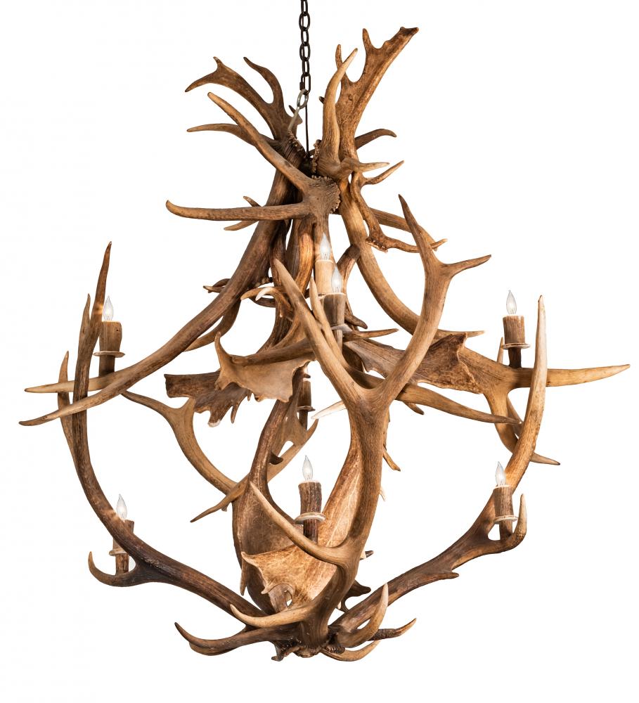 55" Wide Antlers Elk & Fallow Deer 10 Light Chandelier