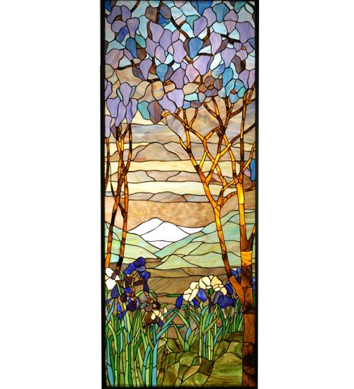 23.80"W X 59.80"H Tiffany Magnolia & Iris Stained Glass Window