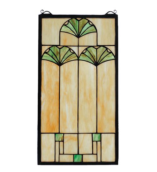 11"W X 20"H Ginkgo Stained Glass Window