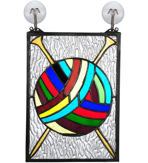 6"W X 9"H Ball of Yarn W/Needles Stained Glass Window