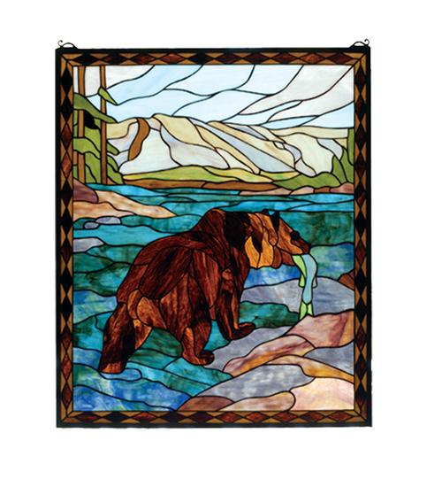 25"W X 30"H Grizzly Bear Stained Glass Window