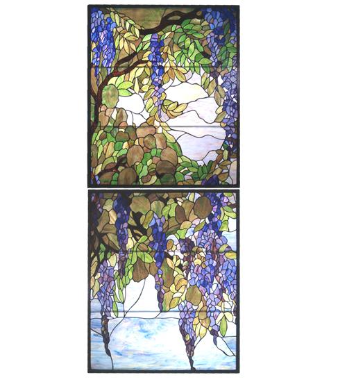 30"W X 72"H Tiffany Wisteria & Snowball Custom Stained Glass Window
