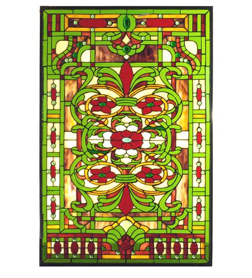22.5"W X 33.10"H Estate Floral Stained Glass Window