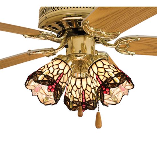 4"W Tiffany Hanginghead Dragonfly Fan Light Shade