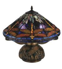 Meyda White 118749 - 16" High Tiffany Hanginghead Dragonfly Cone Table Lamp
