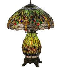 Meyda White 118845 - 25"H Tiffany Hanginghead Dragonfly Lighted Base Table Lamp