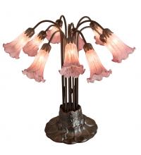 Meyda White 14479 - 22" High Lavender Tiffany Pond Lily 10 Light Table Lamp