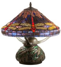 Meyda White 212524 - 16" High Tiffany Hanginghead Dragonfly Cone Table Lamp