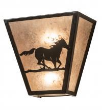 Meyda White 235509 - 13" Wide Running Horses Wall Sconce