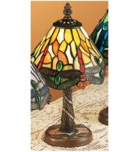 Meyda White 26614 - 12"H Tiffany Hanginghead Dragonfly w/ Twisted Fly Mosaic Base Mini Lamp