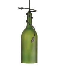 Meyda White 71191 - 4"W Tuscan Vineyard Frosted Green Wine Bottle Mini Pendant