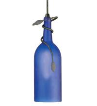 Meyda White 71193 - 4" Wide Tuscan Vineyard Frosted Blue Wine Bottle Mini Pendant