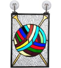 Meyda White 72347 - 6"W X 9"H Ball of Yarn W/Needles Stained Glass Window