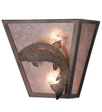 Meyda White 82363 - 13"W Leaping Trout Wall Sconce